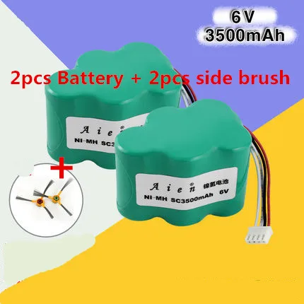 

2 pcs 6V 3500mAh Ecovacs deebot Cleaner Battery for Ecovacs Deebot Deepoo CEN530 TBD71 620 630 650 710 720 730 +1 Pair brush
