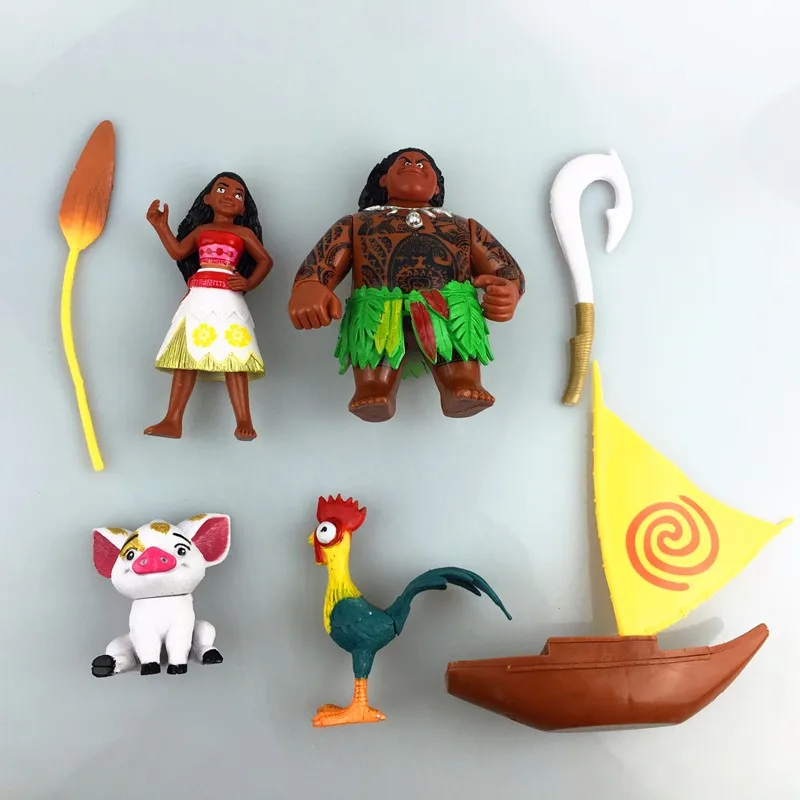 

5pcs/set PVC Lighting Moana Princess Presale Moana Maui Waialik Heihei Cartoon Action Figure Models With Opp Bag