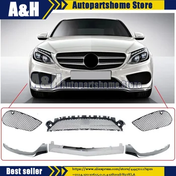 

For Mercedes W205 C300 C450 C220 C180 C200 2014+ Sent Front Bumper Lower Chrome Molding Trim Front Lower Insert Face Bar Filler