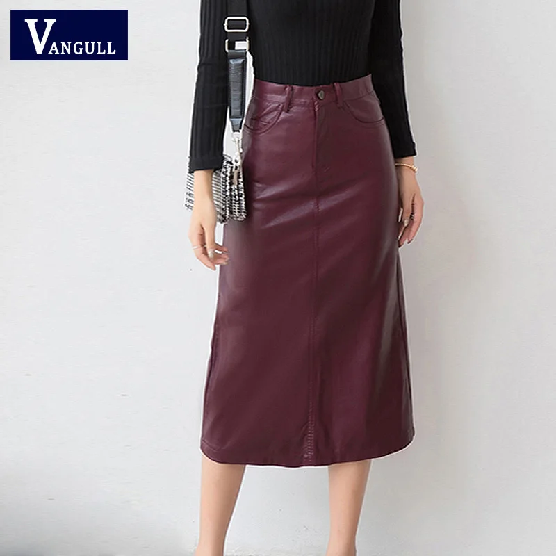 Autumn Winter Elegant PU leather Skirt Women 2018 New Long Skirt ...