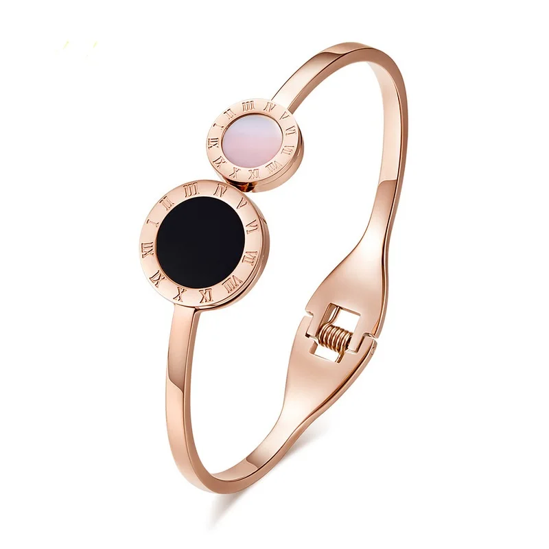 

Titanium steel bracelet, Roman digital shell bracelet, rose gold, valentine's gifts, fashion jewelry wholesale
