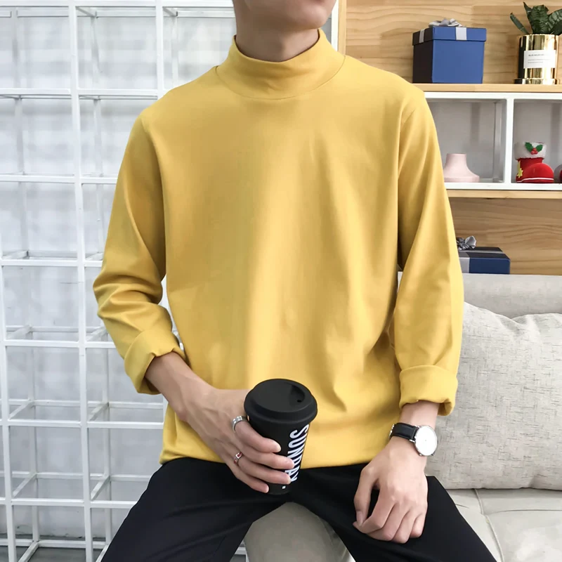 M-5XL Men's T Shirt 2019 New Fashion Solid Long Sleeve T Shirt Mens Clothing Trend Spring Autumn Casual O Neck Top Tees Men Plus