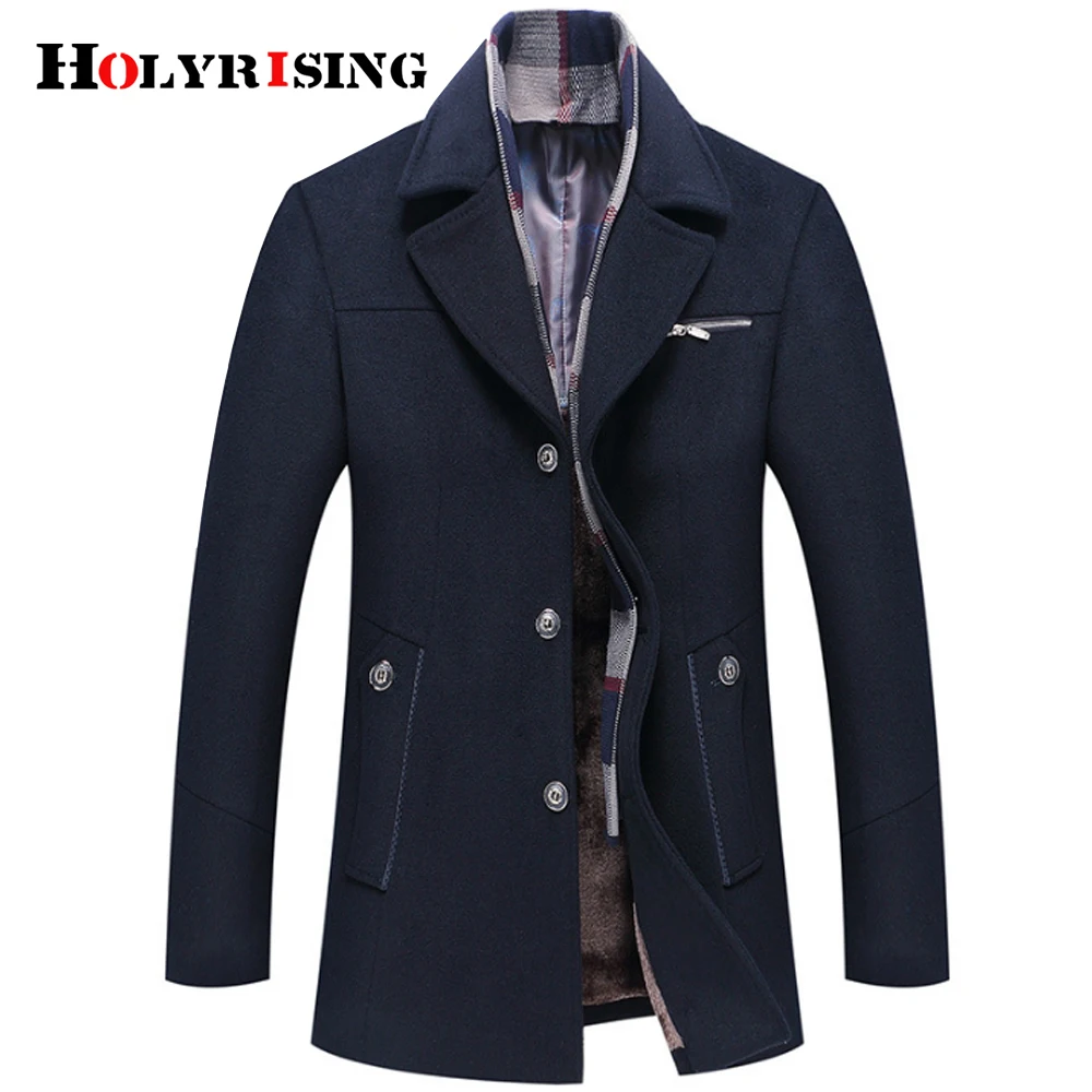 Holyrising зимнее пальто для мужчин abrigo hombre M-6XL Размер abrigo hombre invierno шерстяное пальто для мужчин Толстая шерстяная куртка 4 цвета 18438-5