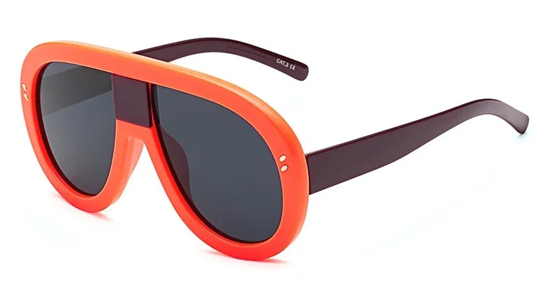 Orange w black lens Плоские винтажные роскошные солнцезащитные очки женские заклепки ретро женские Солнцезащитные очки женские брендовые дизайнерские сексуальные солнцезащитные очки для женщин - Цвет линз: Orange w black lens