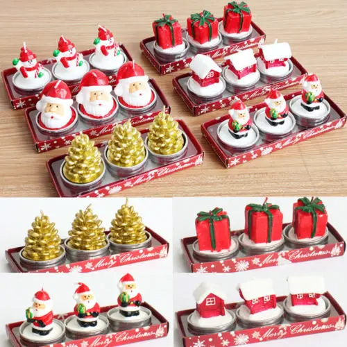 

3PC New Christmas Gift Scented Candles Santa Snowman Cone Celebration Gifts