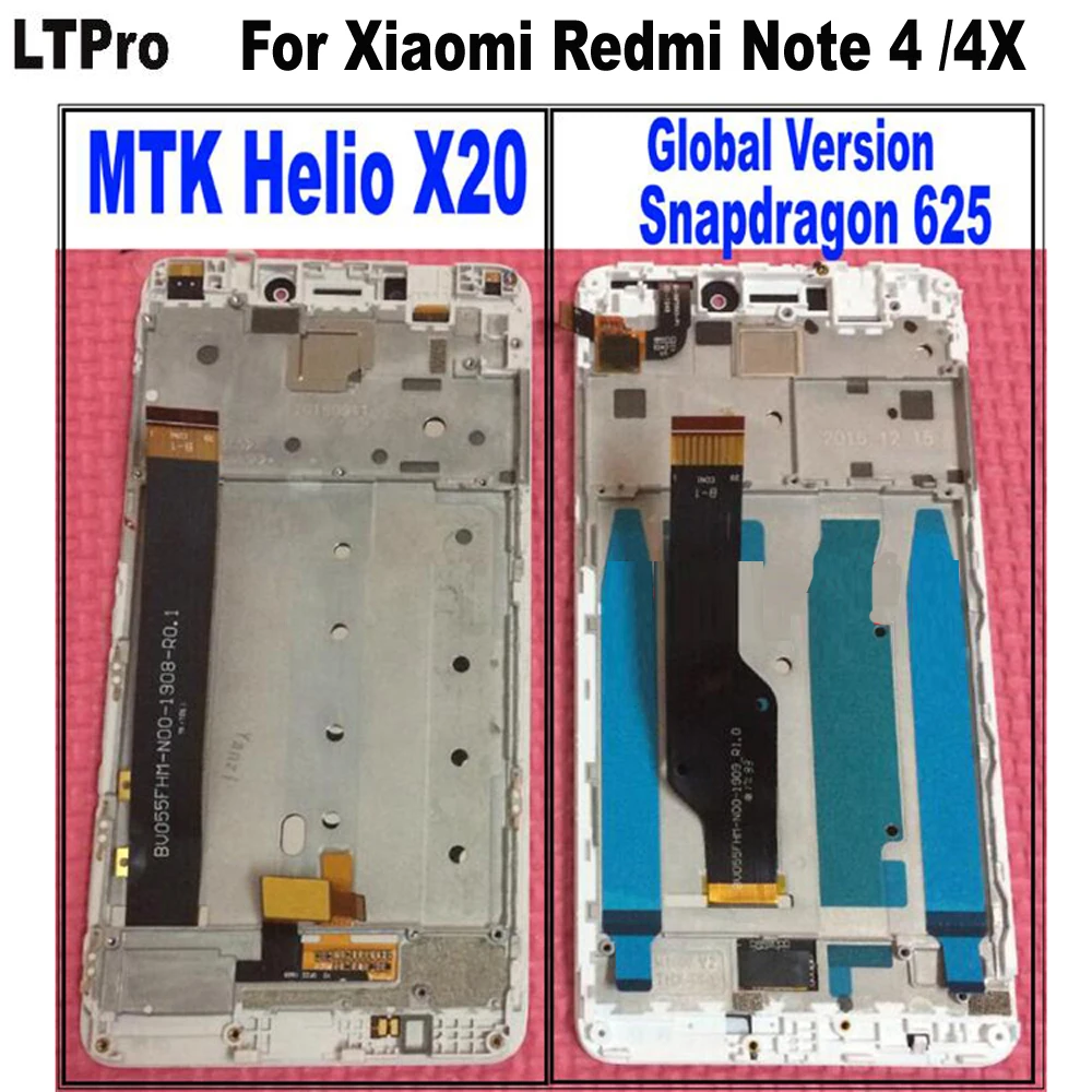 

LCD Touch Screen Panel Digitizer Assembly with frame For Xiaomi Redmi Note 4 part MTK Helio X20 or Global Version Snapdragon 625