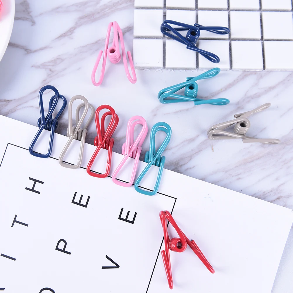 10pcs Rose Gold Metal Binder Clips File Paper Clip Photo Stationary Office School Document Binding Metal Paper Clips - 21