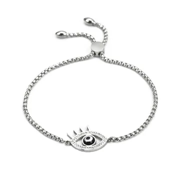 

Doreen Box 316 Stainless Steel Adjustable Slider/ Slide Bolo Bracelets Silver Color Eye Rhinestone 26.5cm(10 3/8") long, 6 PCs