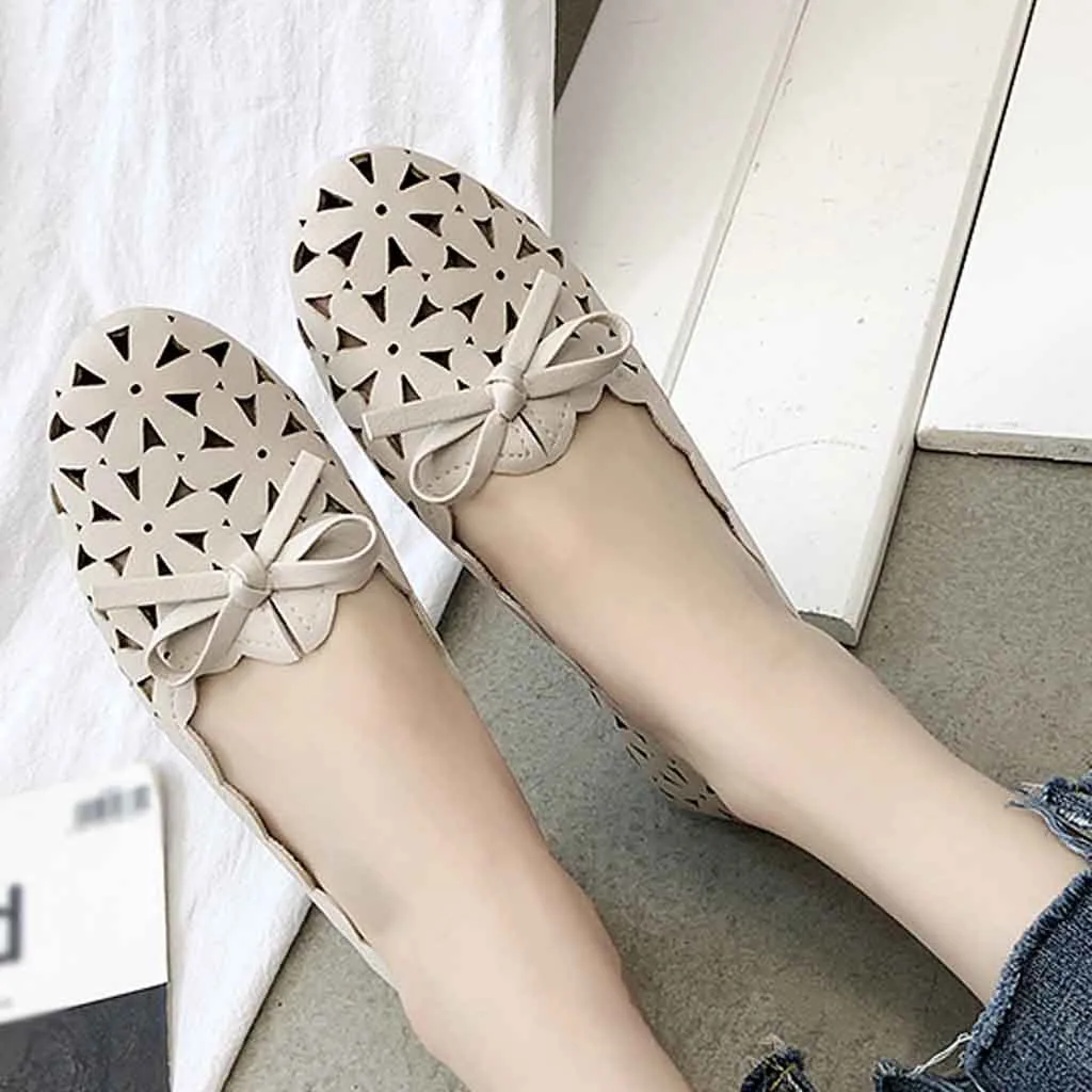 YOUYEDIAN Big size spring women flats shoes women leather flats ladies shoes female cutout slip on flat loafers Women Shoes#g40