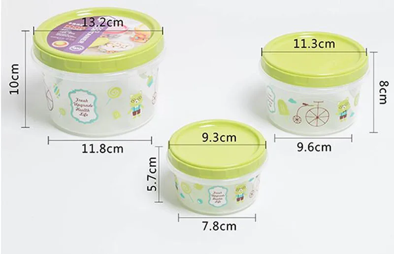 3pcs Set Cartoon Food Containers With Lid Reusable Microwavable 3pcs Set Cartoon Food Containers With Lid Reusable Microwavable Plastic Container Round Storage Bo Bins Za4802 In From Home