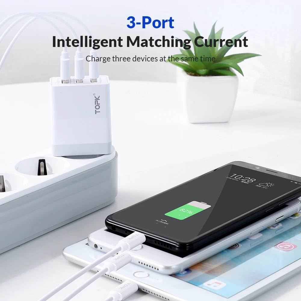 TOPK سريعة تهمة 3.0 USB شاحن سامسونج S10 S9 شياو mi mi 9 الأحمر mi ملاحظة 7 سريع QC 3.0 الاتحاد الأوروبي السفر الحائط الهاتف المحمول شاحن