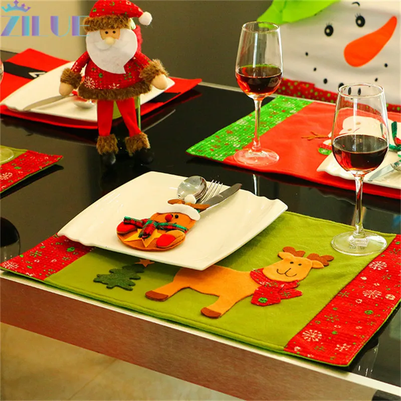 Zilue 1 шт./лот рождественские украшения ресторан отеля творческий набор столовых приборов Рождественский стол коврик ткань Ножи вилка сумка