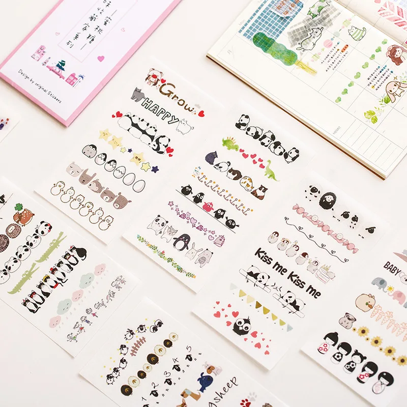 

6pcs Idiomatic Envelopes and Paper Stickers Sweet Collection Series Creative Handbook Diary DIY Decorative Stickers