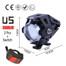Huiermeimi 1 pair 125W Motorcycle Headlight Motorbike spotlight 3000LM Motos U5 LED Driving Spot Head Light