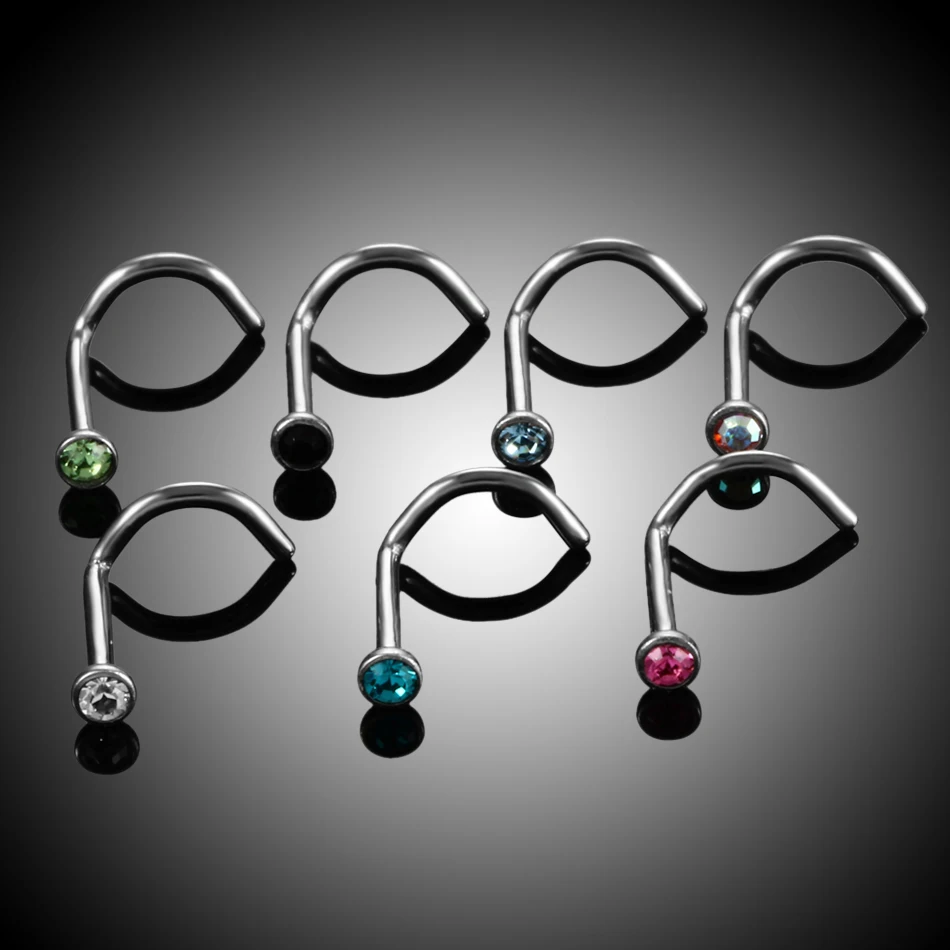 G23 Titanium Nose Screw Stud Piercing Crystal 1PC Nariz Piercing Jewelry Twist Nose Stud Bone Fashion Girls 20g&18g piercing jewelry nose studs body piercing jewelry body jewelry