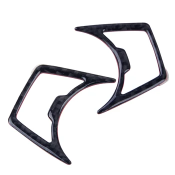

DWCX 2Pcs per set Luxury Carbon Fiber Headlight Switch Frame Button Cover Trim Fit for Ford Mustang 2015-18