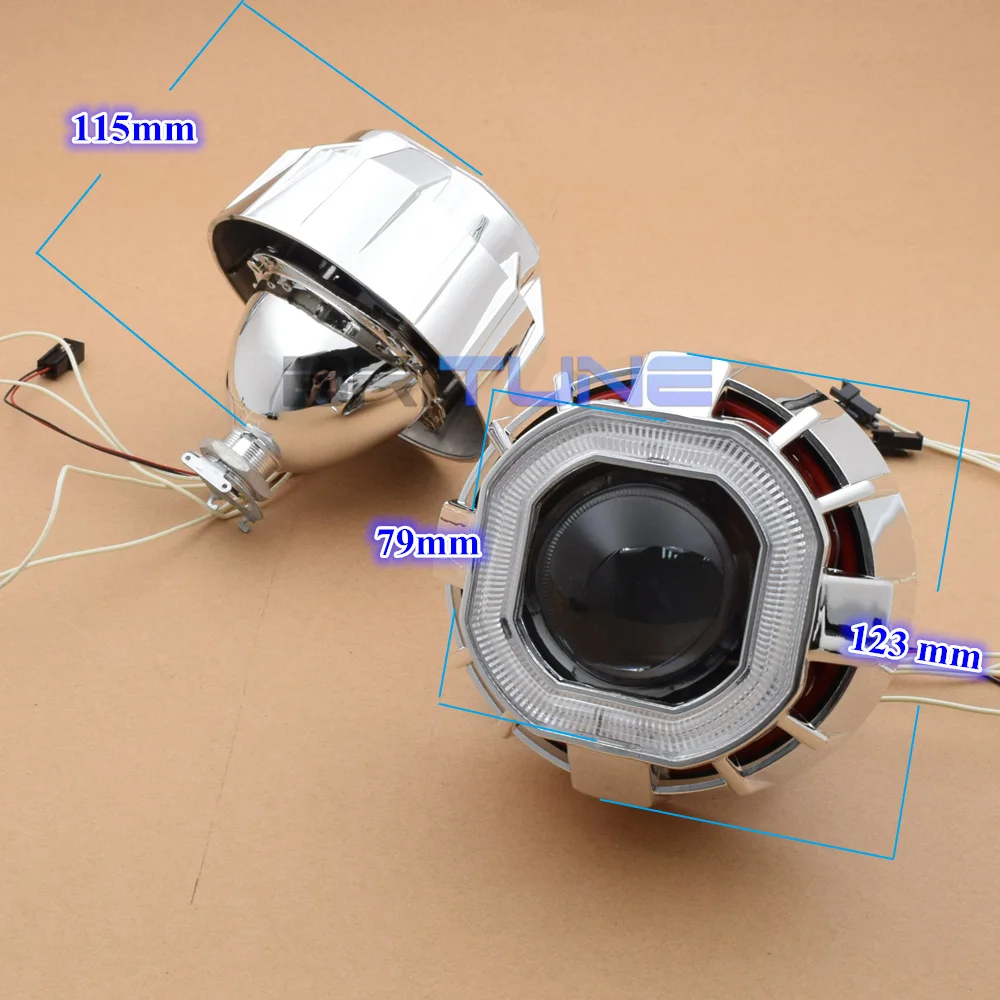 Линзы фар Bi-xenon HID объектив проектора 2,5 Двойные квадратные глаза ангела CCFL DRL для H7 H4 автомобильные аксессуары модифицированное использование H1 Xenon