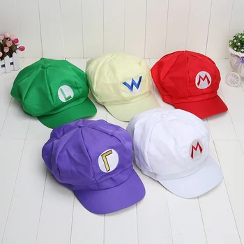 

Super Mario 10pcs 5colors Mario Luigi Hat Super Mario Bros Cosplay Hat adjustable Buckle cap hot sale