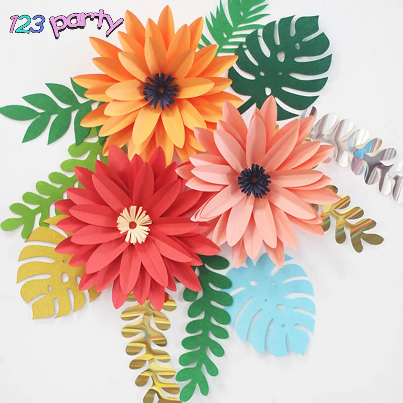 

6pcs hawaii party wedding decoration DIY Handmade fabric leaves baby shower party supplies background wall decoration props