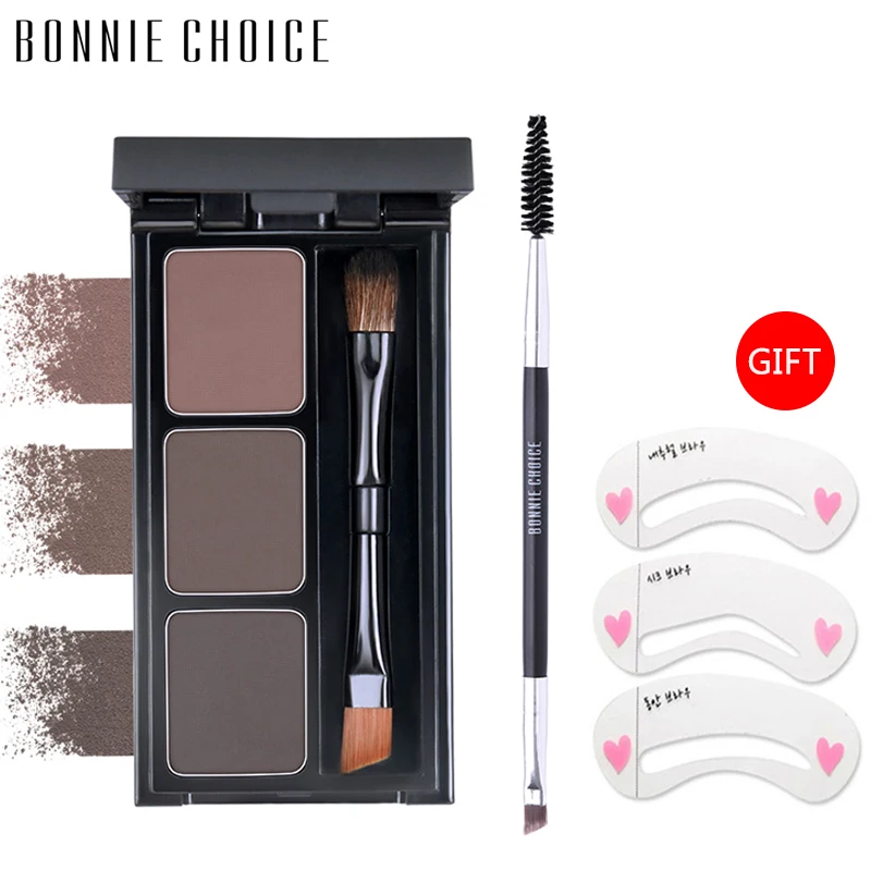 

BONNIE CHOICE 3 Colors Eyebrow Enhancer Powder Natural Waterproof Eyebrow Pallete Brush Long Lasting Makeup Eye Brow Enhancer