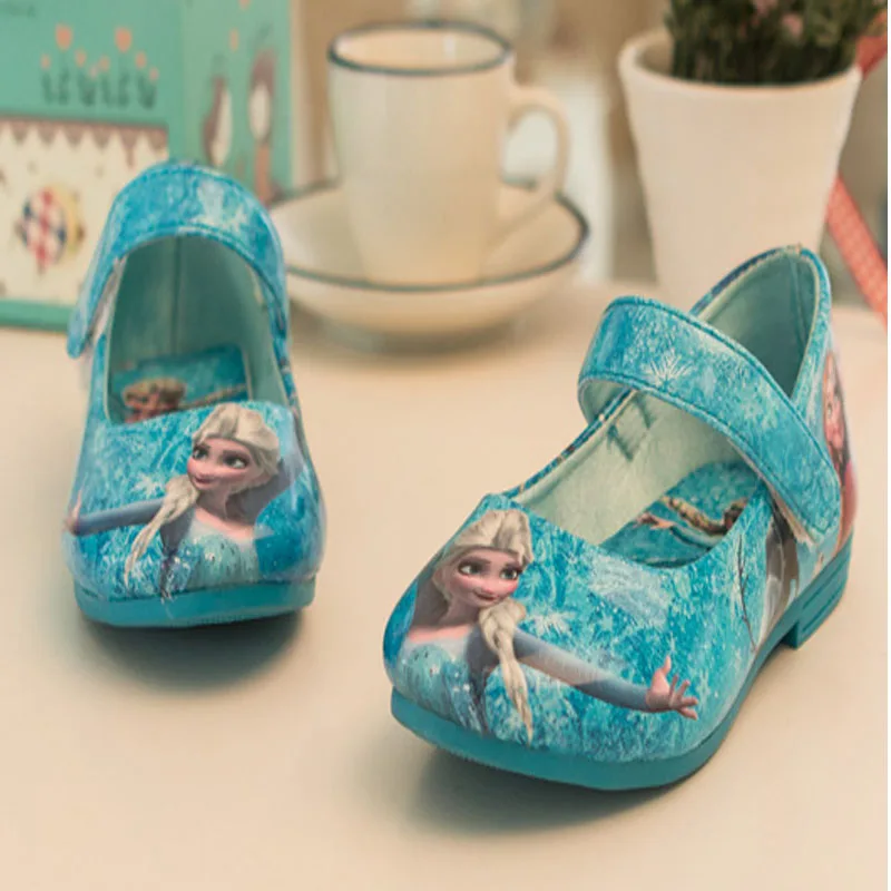 2017 new Girls Elsa Sandals Princess Elsa Shoes Printed PU Leather Shoe