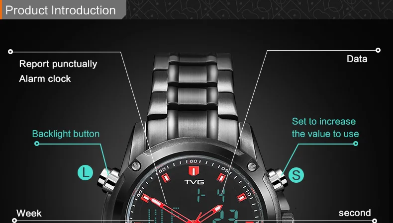 TVG мужские часы с двойным дисплеем Кварцевые Мужские t кварцевые часы мужские спортивные часы цифровой светодиодный часы Военные Наручные часы 526