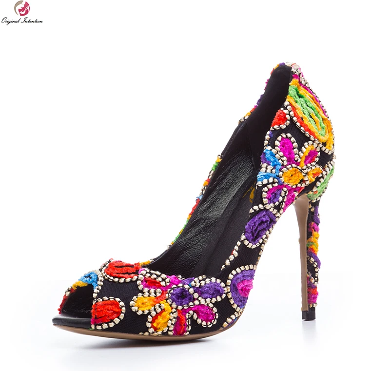 5 Plus Pompes Talons Haute Élégant Peep Initiale Toe Chaussures 10 Femme Taille Broder De Mince Femmes Ef0091 3 La Mode Magnifique L'intention xZCRvqqw