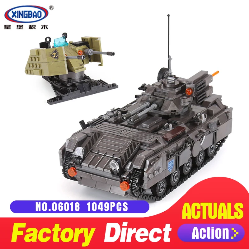 

XingBao 06018 1049Pcs Genuine Military Series The Armoured Vehicle Set Building Blocks Bricks Educational Toys Model XB-06018