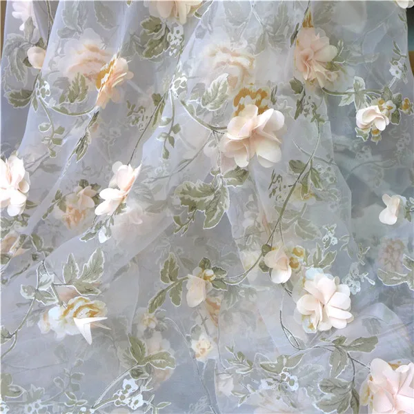 Королевская органза 3D Цветы кружевная ткань для выпускного вечера шифоновая Розочка аппликации Пыленепроницаемая розовая ткань для свадебного платья - Цвет: 4