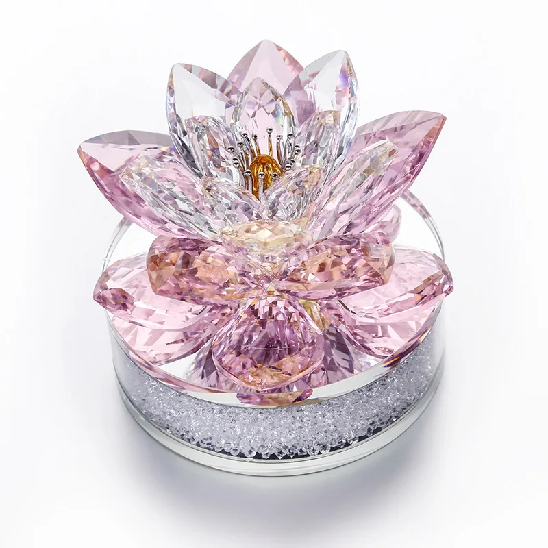 Fleur de Lotus en cristal scintillant, ornement de noël, avec boîte