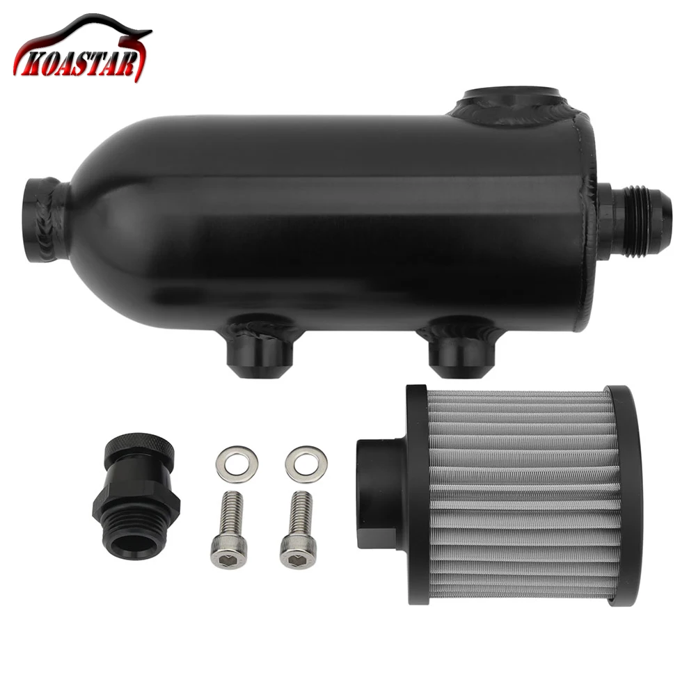 Kyostar Universal 1L Oil Catch Tank Aluminum Black Oil Catch Can with Breather /& Drain Tap