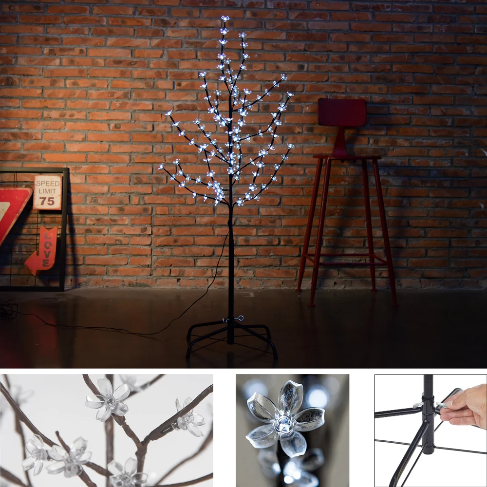 

1.5M Height Christmas Tree LED Cherry Blossom transparent plastic White Lighting Outdoor Wedding Garden Holiday Light Xmas Decor