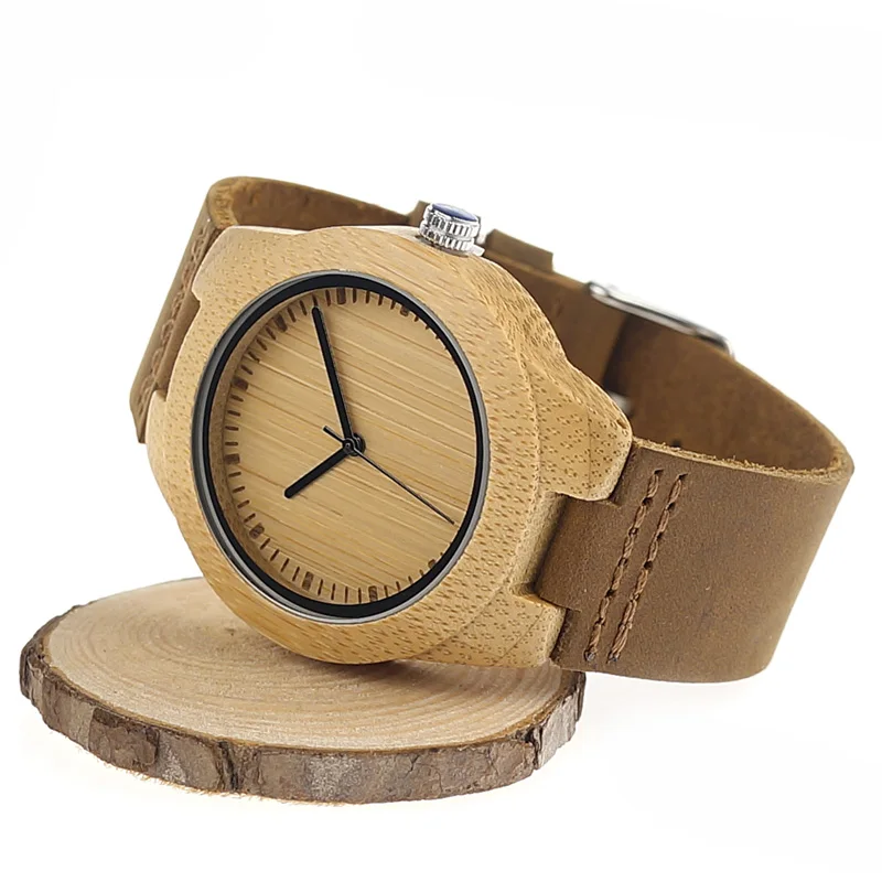 BOBO BIRD V-G27 Bamboo Wooden Watches Men Handmade Classic Quartz Wristwatch Wood/Leather Strap Available