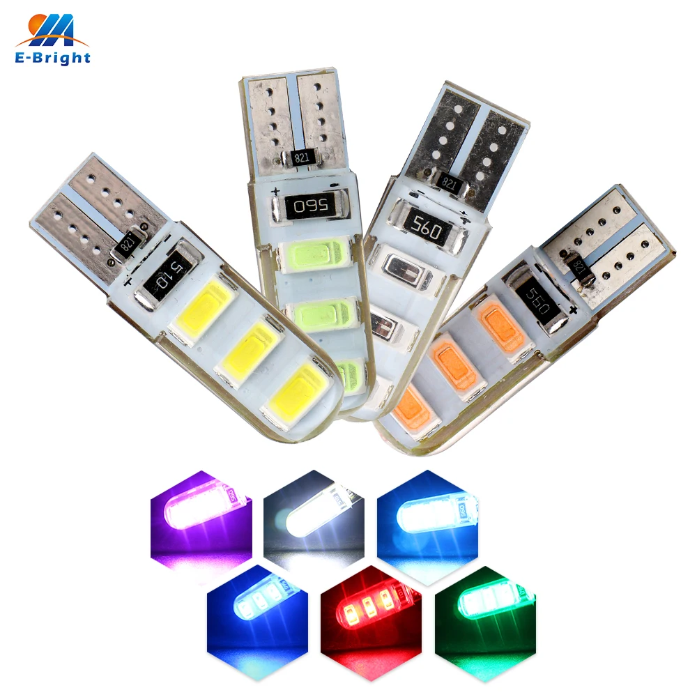 300 шт. T10 W5W силикагель 5630 светодио дный 6 SMD 6 светодио дный s Клин Сторона Автостоянка габаритные огни лампы универсальные лампочки DC 12 В