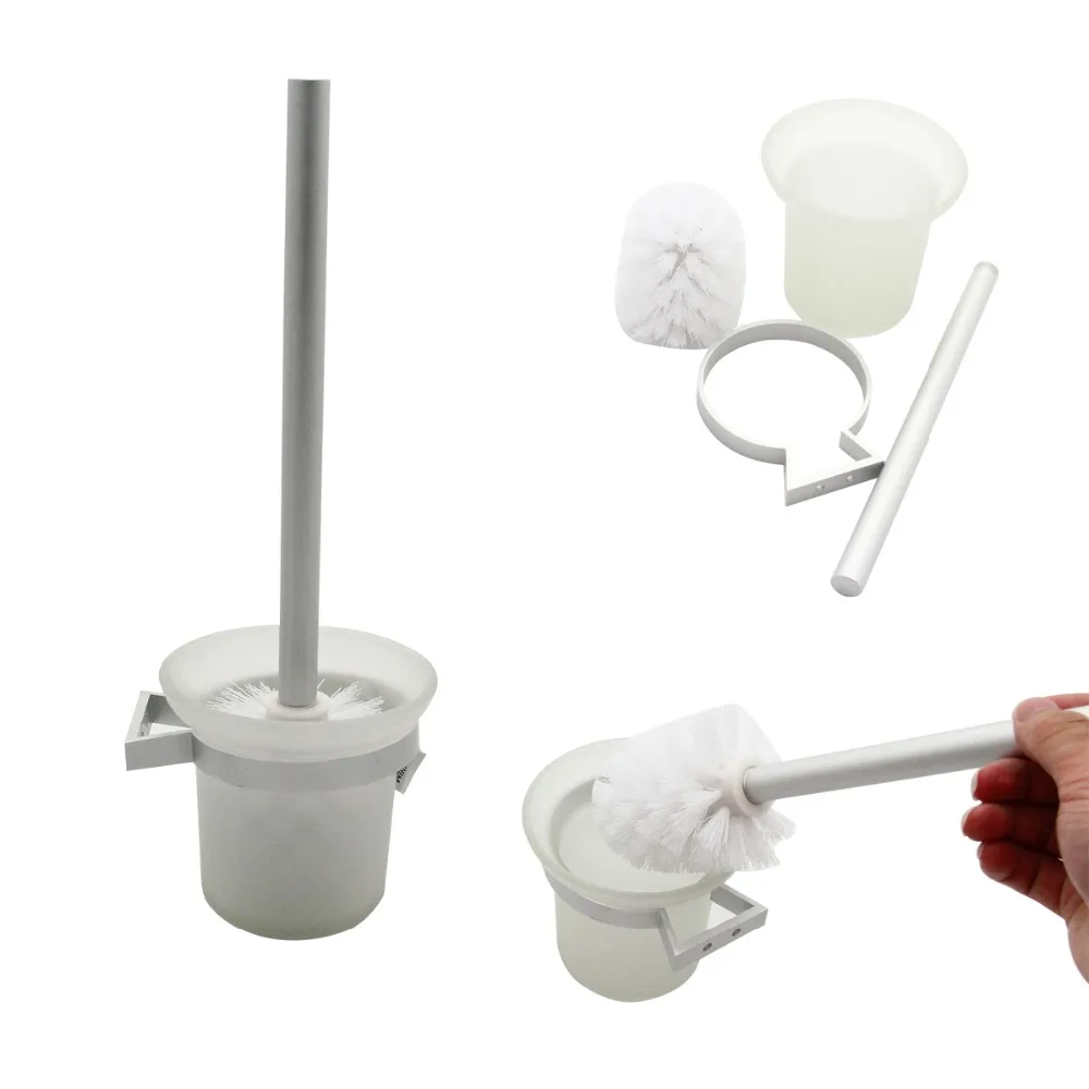 Useful Bathroom Toilet Brushes Set Aluminum Wall Mounted Toilet Brush Holder