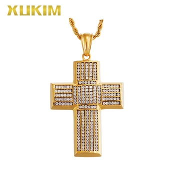 

RP146 Xukim Jewelry Hip Hop Iced Out Cross Religion Pendant Necklace
