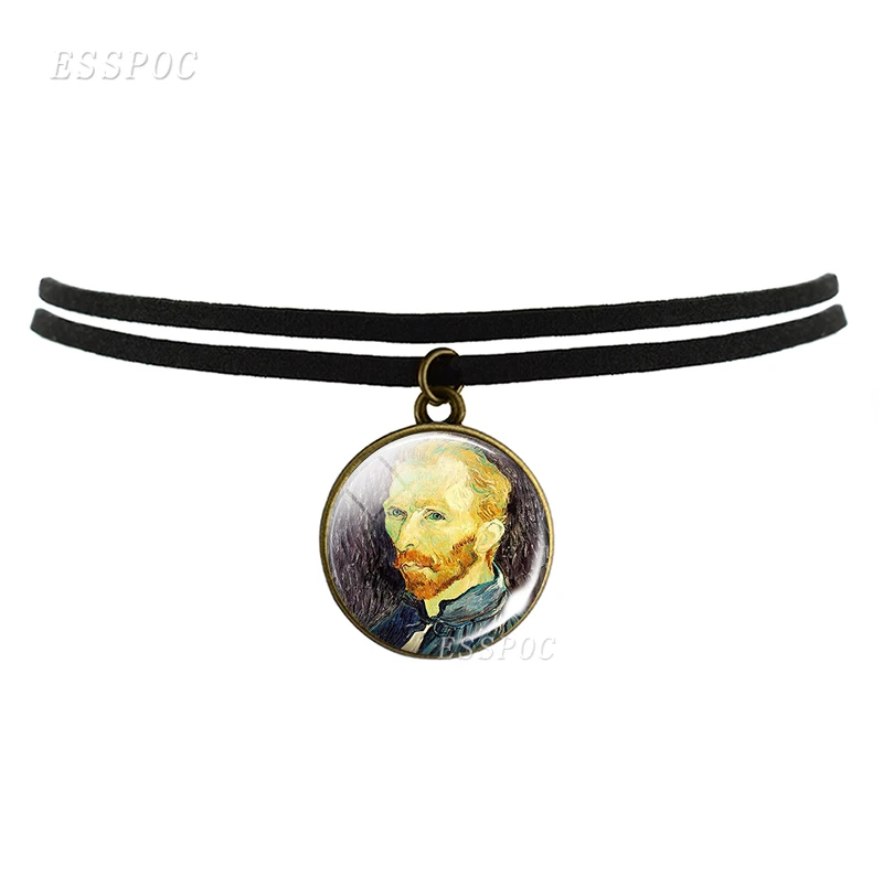 Ван Гог очаровательные женские дизайнерские Чокеры ожерелье s черный бархат колье стекло готическое Ожерелье Ключицы Короткие ожерелья подарки