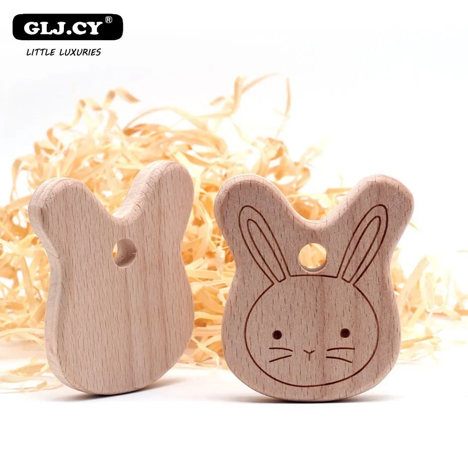 

10PC Natural Beech Baby Molar Gum Cute Rabbit Shape Baby Gum Chewing Repair Children's Toy Molars Preferred