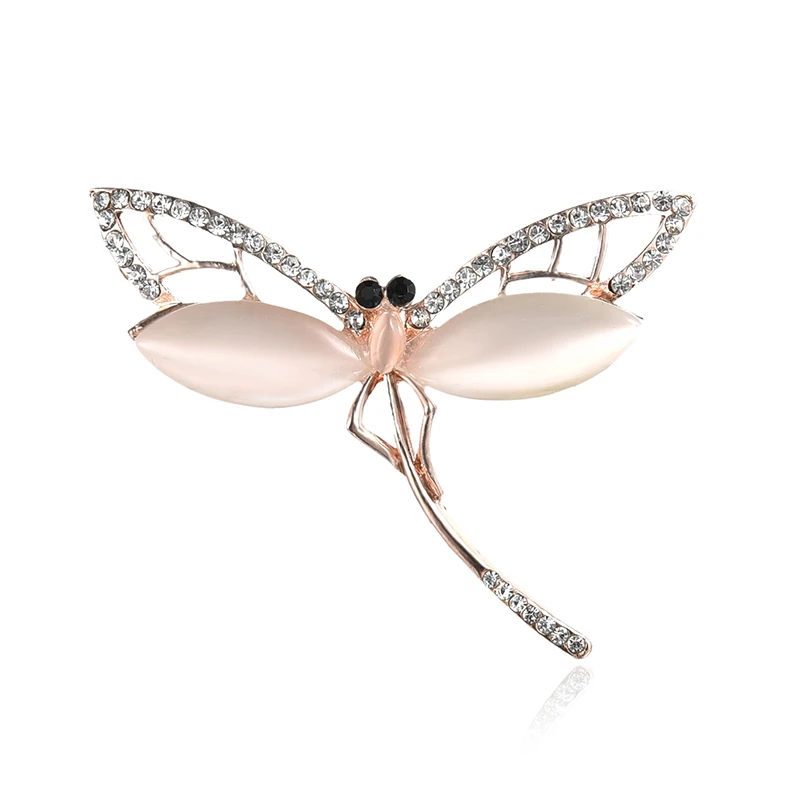 

TODOX Brooch Fashion Exquisite and lovely cartoon color Crystal-encrusted concise opal stone dragonfly animal insect pins party
