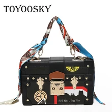 TOYOOSKY Classic fashion design women handbag ladies print shoulder bag scarves box clutch flap bag purse crossbody mini bag monfere snake pattern clutch case box flap cover lock purse crossbody bag snake print pandora box bag women purse fashion bag