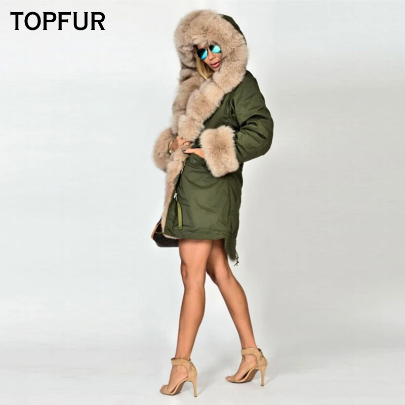 TOPFUR Winter Women Real Fur Parka Fashion Natural Fox Fur Collar And Cuff Long Thick Real Fur Parka Luxurious Plus Size TOPFUR Winter Women Real Fur Parka Fashion Natural Fox Fur Collar And Cuff Long Thick Real Fur Parka Luxurious Plus Size