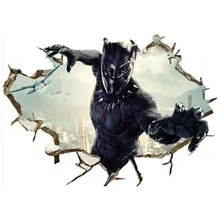 Мстители супер герой Черная пантера 3d сломанная стена виниловые настенные наклейки детская комната украшения marvel плакат обои 70*50 см