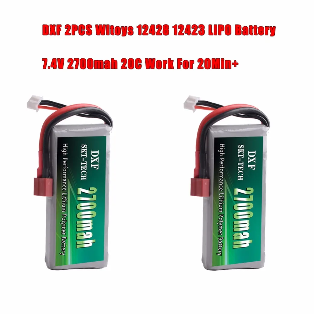 2 шт. DXF 2S 7 4 V 2700mah 20C lipo батарея Max 40C для Wltoys 12428 12423 1:12 RC автозапчасти|Детали и