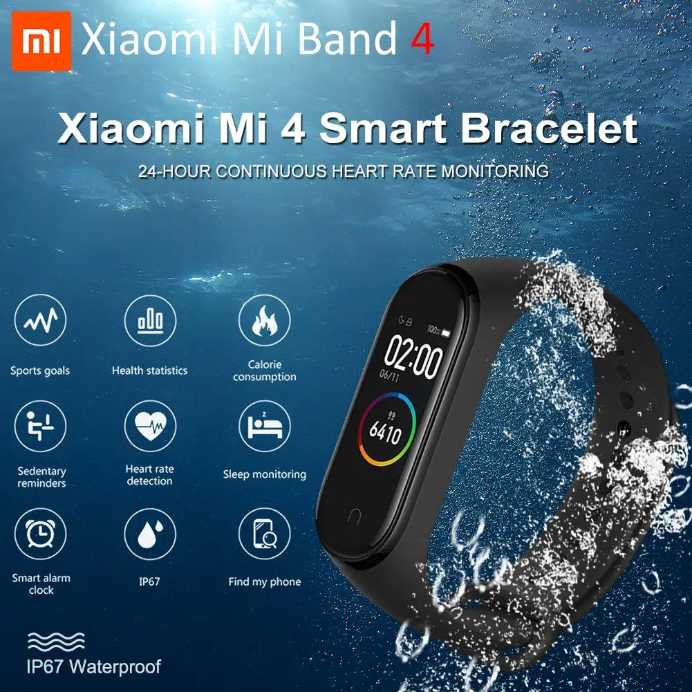 

Original Xiaomi Mi Band 4 Smart Bracelet Heart Rate Sleep Monitoring Calorie Fitness Color Screen Bluetooth SmartBand Mi Band 4