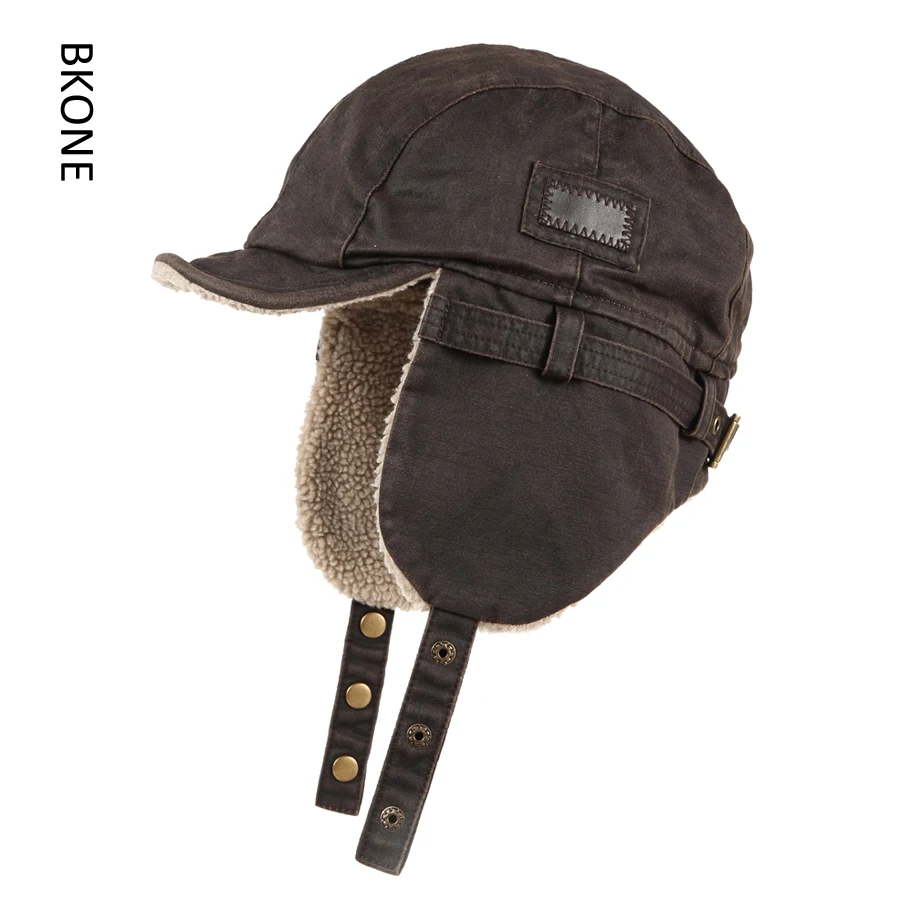 BKONE Bomber Hat Best Pilot Trooper Aviator Cap Faux Leather Hat