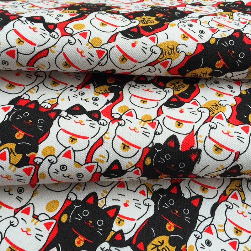 maneki neko fabric