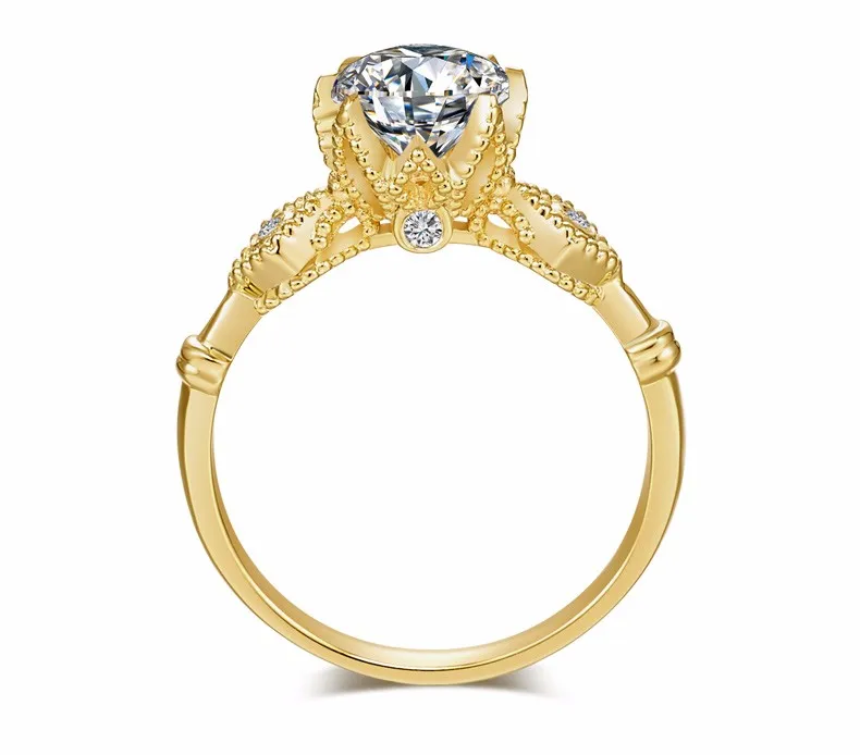 Ювелирные изделия moissantes обручальные кольца для женщин 18 К желтого золота дизайн покера 0.5ct Сертифицированный цвет Jk/vvs1 классический