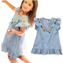 5 шт./партия, платье для маленьких девочек детские летние платья с бахромой для девочек От 1 до 5 лет sylvia 571962332925