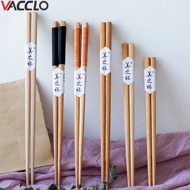 

Vacclo Handmade Japanese Natural Chestnut Wood Chopsticks Set Value Gift Sushi Chinese Food Tie Line Learner Gifts Tableware