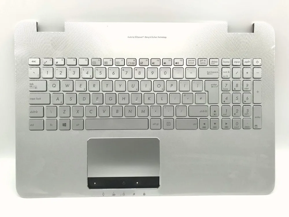 Британская клавиатура для Asus N551JM N551JB N551JX Topcase Серебристая подставка без подсветки